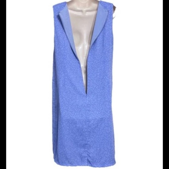 Vintage Maxi Dress Leaves Print M Blue White With Matching Jacket Zippered - Picture 10 of 15